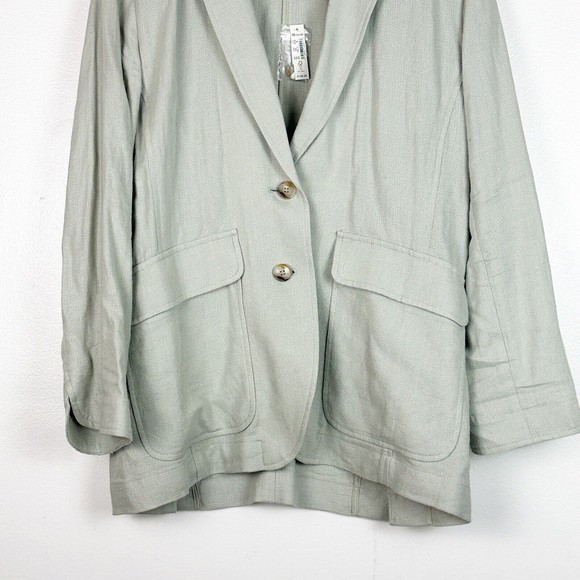 NWT Madewell Breezewoven Larsen Linen Blazer in Pale Sage Gray Green M - Picture 9 of 15